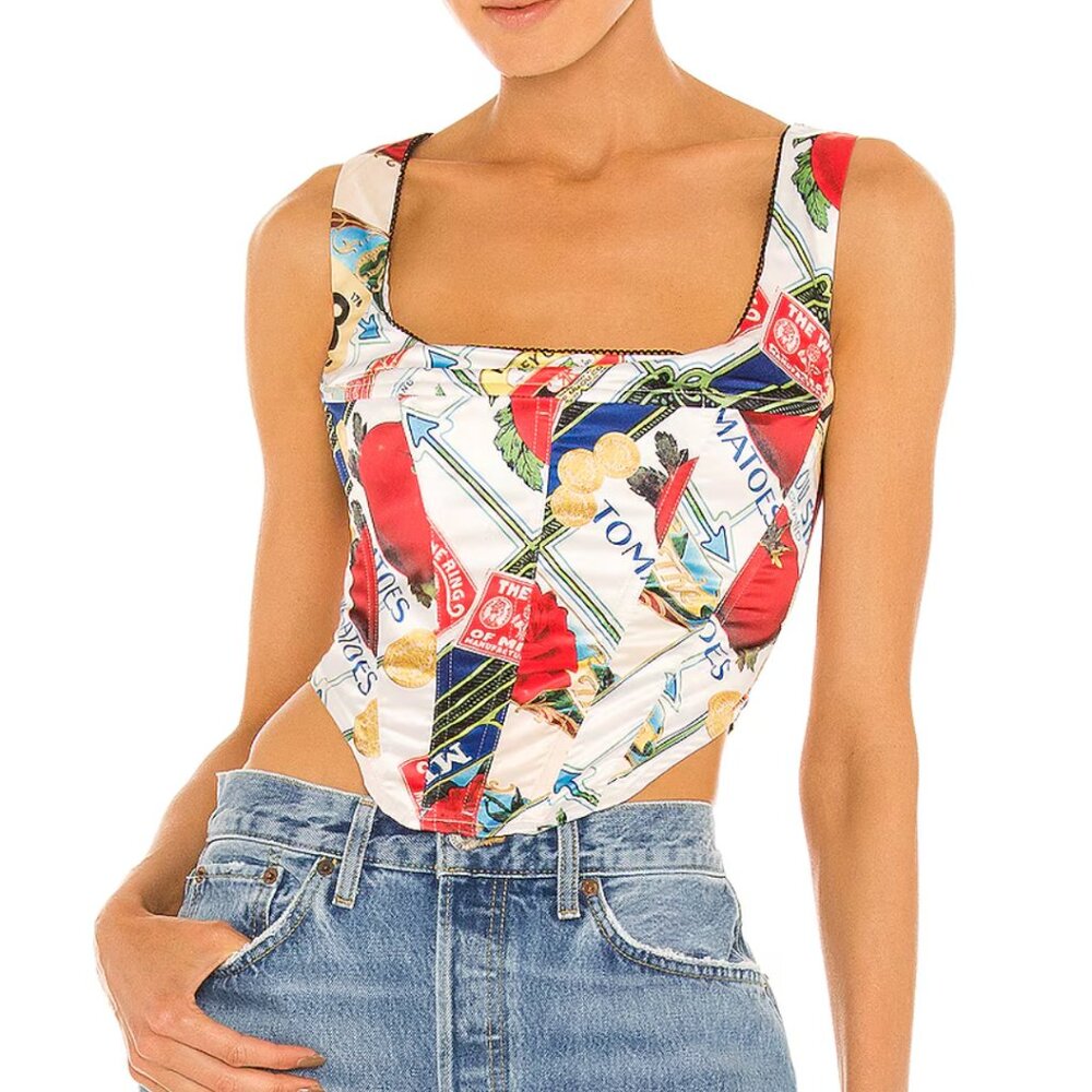 Miaou Campbell Soup Printed Corset Top Size XS